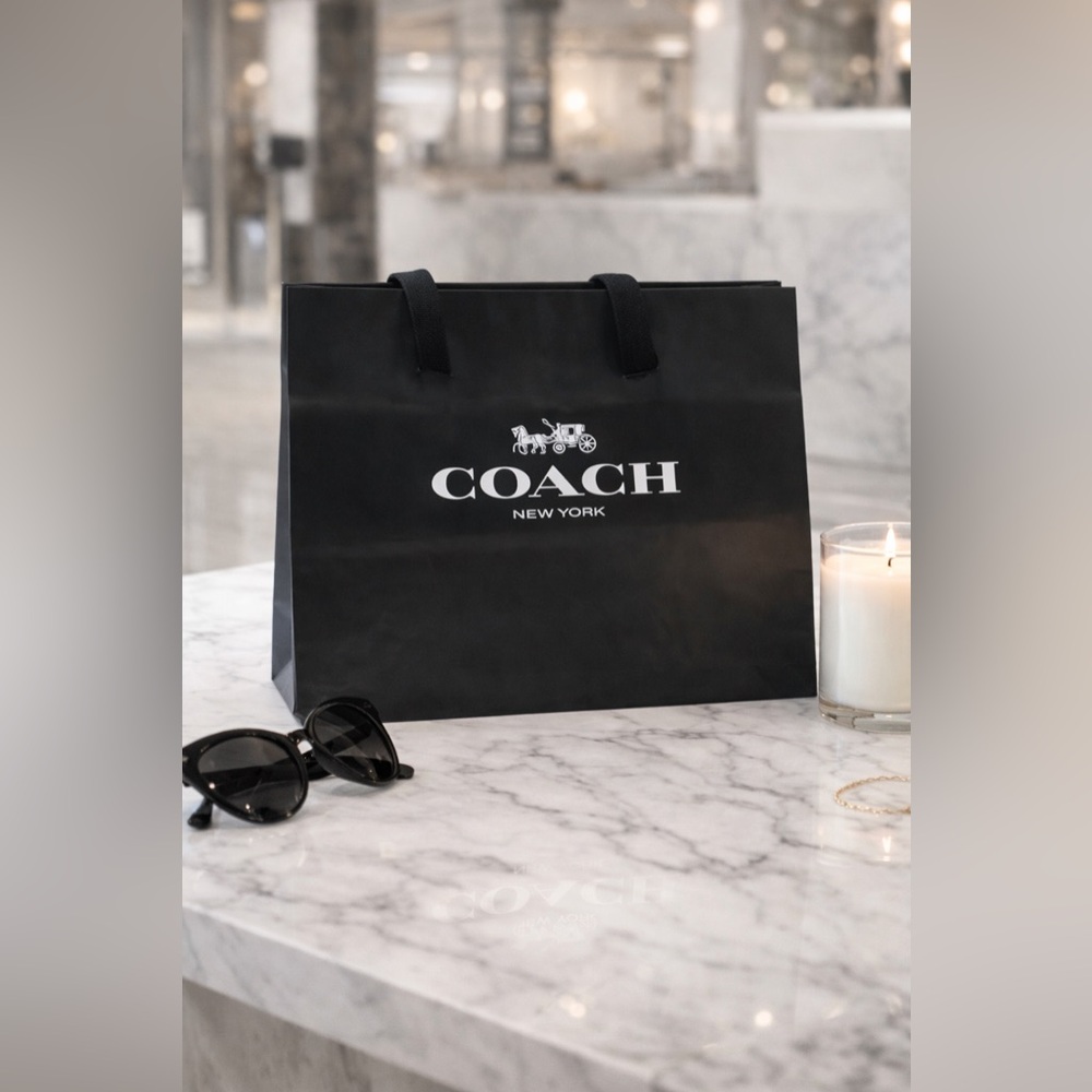 Coach Black Paper Shopping Bag Authentic Boutique Packaging